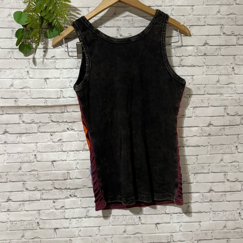 Upcycled Patchwork Hippie Scrap Floral Mineral Wash Tank - Picture 3 of 4